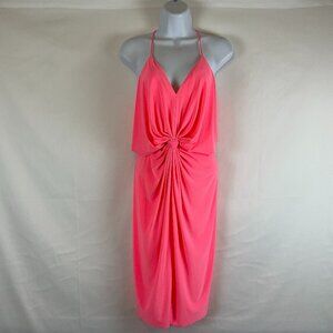 Misa Los Angeles Dress Slinky S Bright Pink Spaghetti Strap Tie Detail